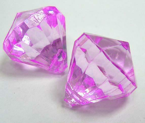 Large Diamond Top Drilled Faceted Beads 31mm Fuchsia Pink ACR99