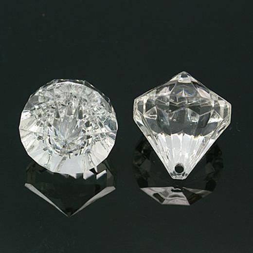 FACETED CLEAR ACRYLIC DIAMOND TOP DRILLED PENDANT BEADS 12mm ACR37