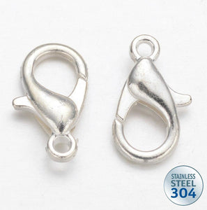 10 STAINLESS STEEL 304 LOBSTER TRIGGER CLASPS 12mm JEWELLERY MAKING STA13