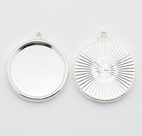 5 BLANK ROUND CABOCHON SETTINGS 20mm TRAY SILVER PLATED CAB24