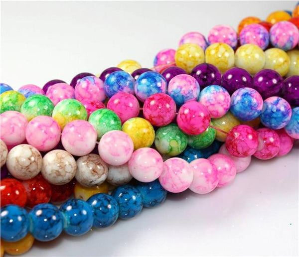 Marbled Glass Beads 200x 6mm 100x 8mm 50x 10mm Colour Choice Jewellery Making