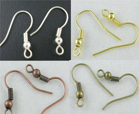 100 or 500 Pieces: Gunmetal Gray Fish Hook Earring Wires with