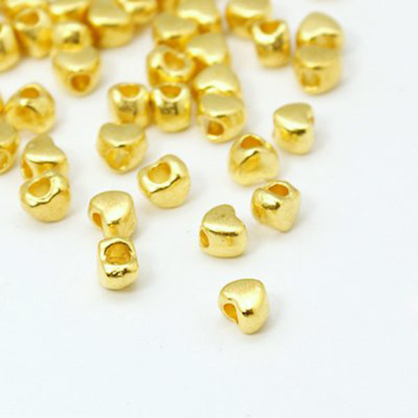 HEART SPACER BEADS 4mm 100 PER BAG SILVER / GOLD / BRONZE