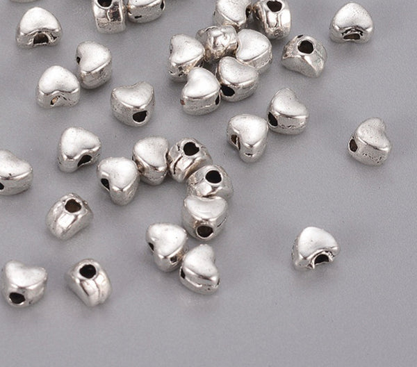 HEART SPACER BEADS 4mm 100 PER BAG SILVER / GOLD / BRONZE