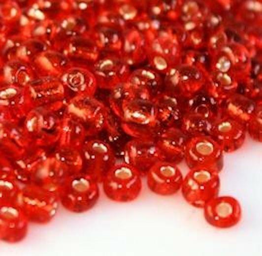 100g SILVER LINED GLASS SEED BEADS 11/0- 2mm 8/0- 3mm 6/0- 4mm 26 COLOUR CHOICE