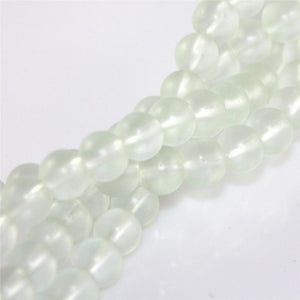 100 WHITE CRYSTAL FROSTED GLASS BEADS 8mm ROUND TOP QUALITY