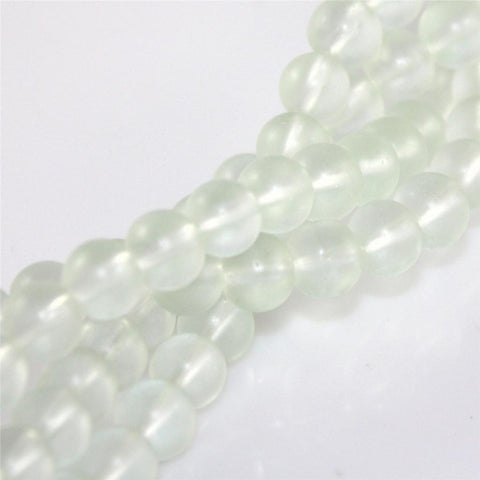 100 WHITE CRYSTAL FROSTED GLASS BEADS 8mm ROUND TOP QUALITY