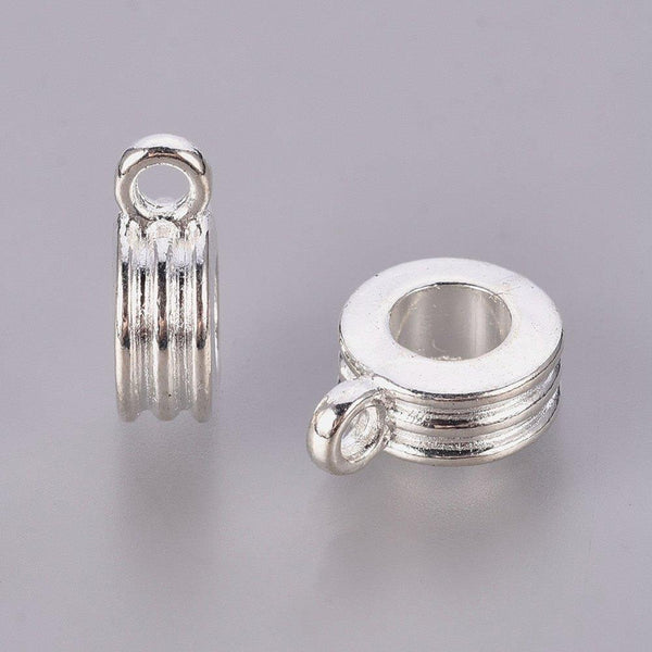 20 Charm Pendant Hanger Bails Silver Plated 12mm x 9mm Large Hole 5mm AK33