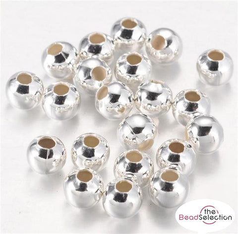 100 6mm ROUND SPACER BEADS SILVER PLATED TOP QUALITY TS63