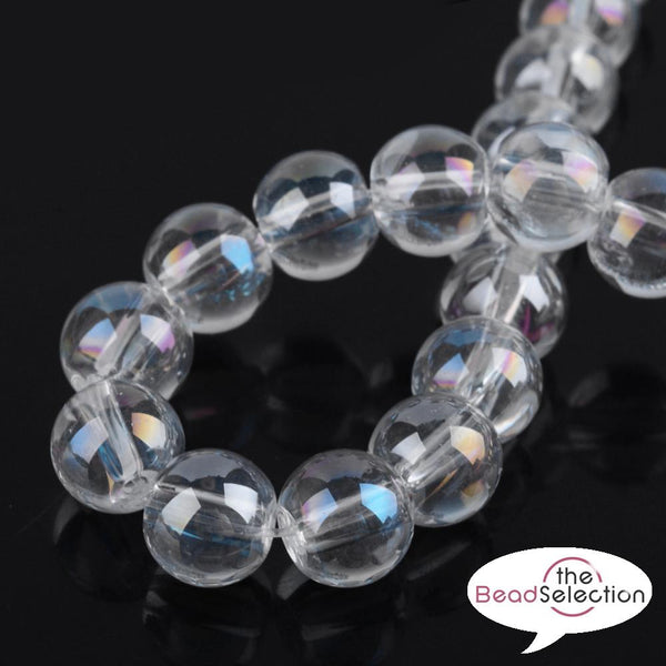 200 CLEAR 'AB' RAINBOW LUSTRE ROUND GLASS BEADS 4mm JEWELLERY MAKING GLS143