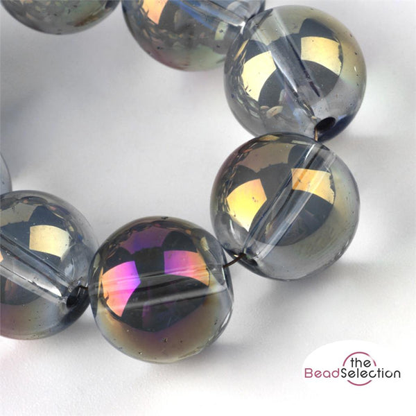 100 CLEAR 'AB PURPLE LUSTRE ROUND GLASS BEADS 8mm JEWELLERY MAKING GLS121