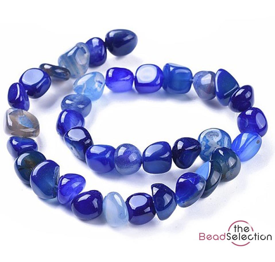 40 ROYAL BLUE AGATE GEMSTONE LARGE TUMBLED NUGGET CHIP BEADS 10mm - 15mm GC15