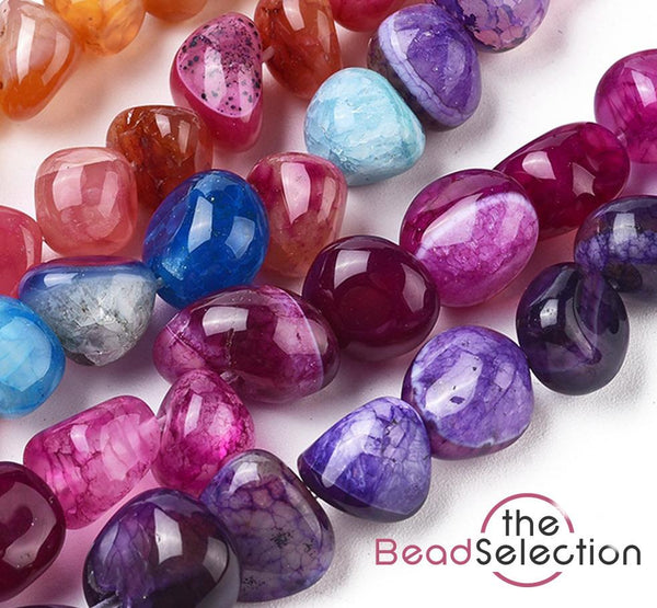 Agate Gemstone Tumbled Nugget Chip Beads 8mm -13mm Mixed Colour 1 Strand 45+GC16