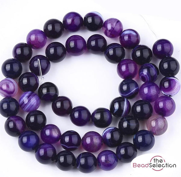 PURPLE BANDED AGATE ROUND GEMSTONE BEADS 6mm 30 Beads JEWELLERY MAKING GS115