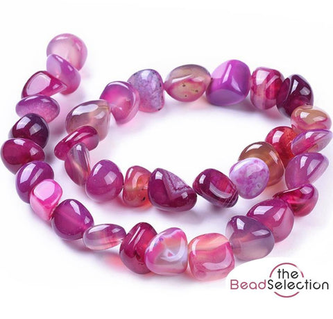 40 FUSCHIA PINK AGATE GEMSTONE LARGE TUMBLED NUGGET CHIP BEADS 10mm - 15mm GC14