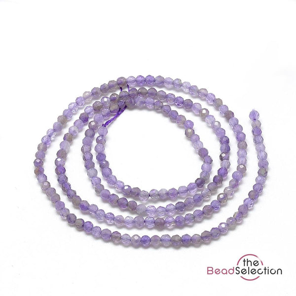 180 TINY PURPLE AMETHYST FACETED ROUND GEMSTONE BEADS 2mm 1 STRAND SHAKRA GS111