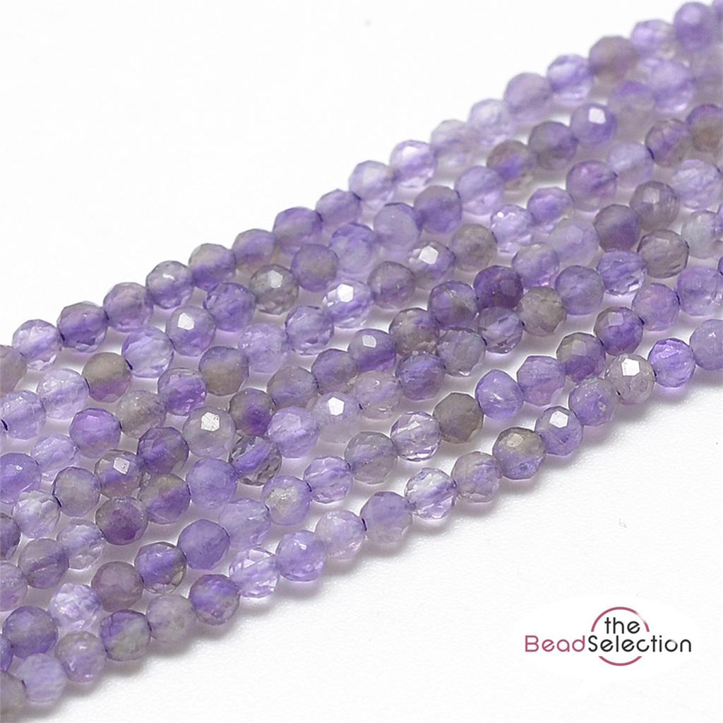 180 TINY PURPLE AMETHYST FACETED ROUND GEMSTONE BEADS 2mm 1 STRAND SHAKRA GS111