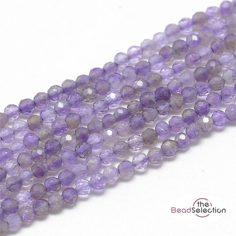 180 TINY PURPLE AMETHYST FACETED ROUND GEMSTONE BEADS 2mm 1 STRAND SHAKRA GS111