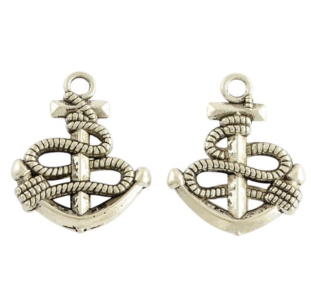 10 x ANCHOR & ROPE CHARMS PENDANTS BRIGHT TIBETAN SILVER 3D 24mm TOP QUALITY C1