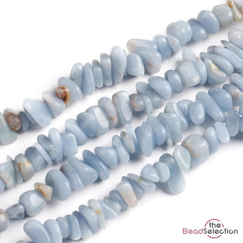 ANGELITE NATURAL GEMSTONE CHIP BEADS 10mm-5mm 'ANGEL STONE' 1 STRAND GC75