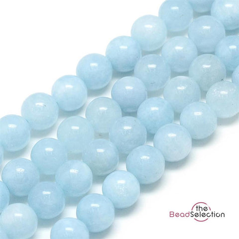 BLUE AQUAMARINE ROUND GEMSTONE BEADS 8mm 25 Beads Jewellery Making GS104