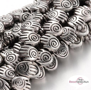 10 TIBETAN SILVER AZTEC HAND SPACER BEADS 10mm x 8mm TOP QUALITY (TS26)