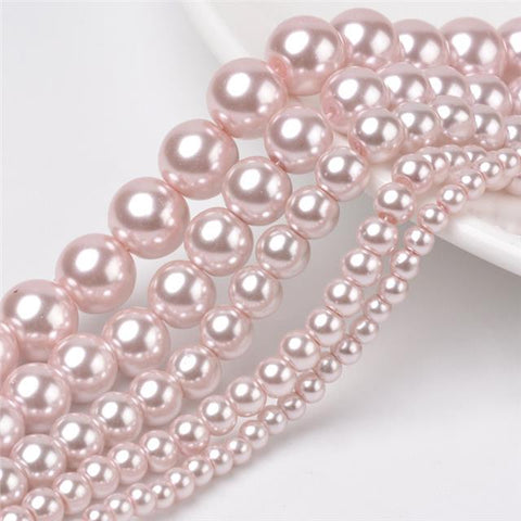 200 Baby Pink Glass Pearl Beads  Mixed Size Round 4mm 6mm 8mm 10mm Jewellery