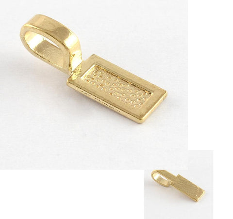 RECTANGULAR PENDANT BAILS GLUE ON 26mm x 8mm GOLD PLATED TOP QUALITY ( AK16
