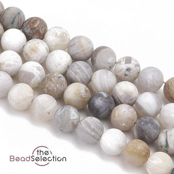 30 Bamboo Leaf Agate Round Gemstone Frosted Beads 6mm Jewellery Making GS165
