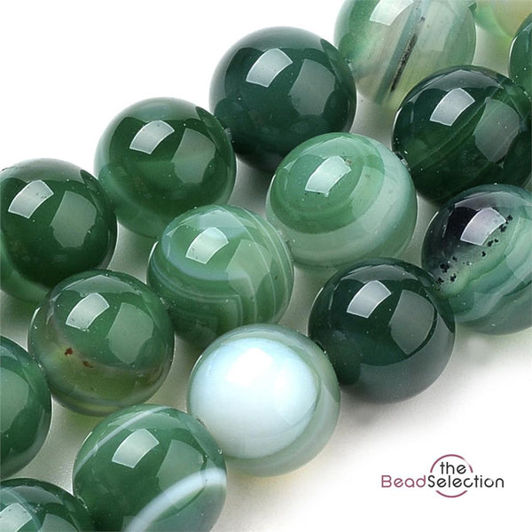 PREMIUM QUALITY GREEN BANDED AGATE ROUND GEMSTONE BEADS 8mm 25 Beads GS90