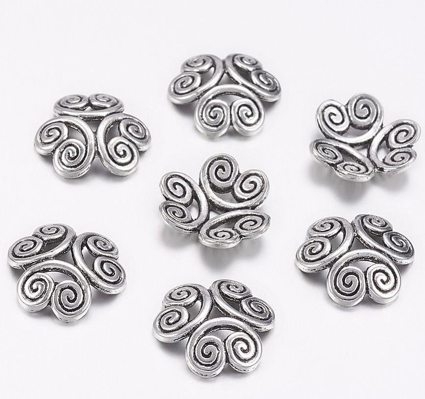 20 SCROLL BEAD CAPS 13mm x 3mm SILVER PLATED TOP QUALITY AL7