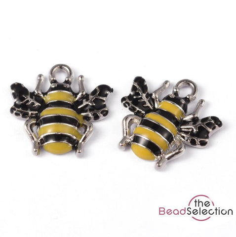 5 ENAMEL BUMBLE BEE CHARMS PENDANT 18mm TOP QUALITY C109