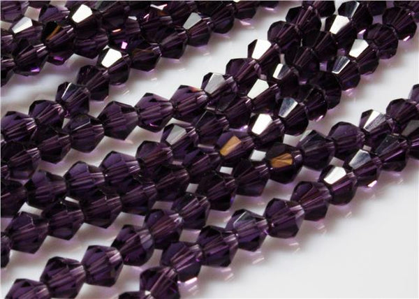 100 FACETED CRYSTAL GLASS BICONE BEADS  4mm SUN CATCHER COLOUR CHOICE