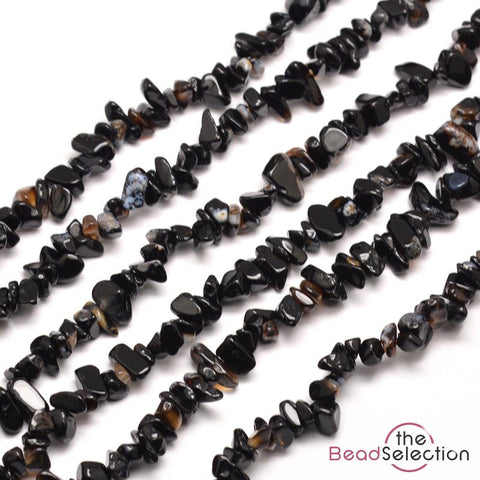 Black Onyx Beads Chip 8mm-5mm 1Strand 240+ Natural Gemstone GC61