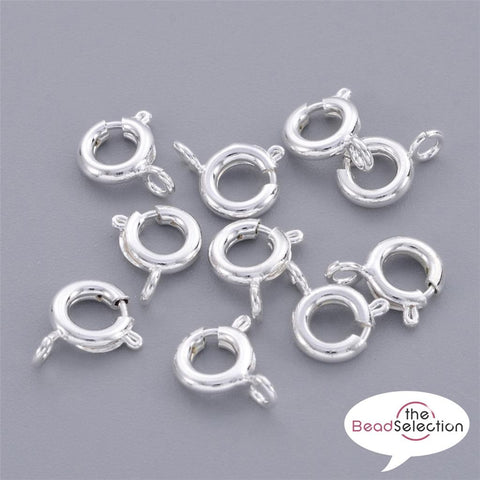 10 BOLT RING SPRING CLASPS 6mm SILVER PLATED TOP QUALITY JEWELLERY MAKING AG10