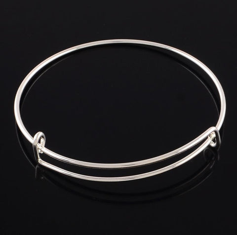 5 EXPANDABLE CHARM BANGLE BRACELETS 70mm SILVER PLATED TOP QUALITY AD7