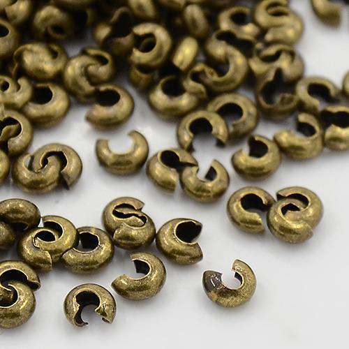 TOP QUALITY CRIMP COVER BEADS 4mm ANTIQUE BRONZE 50 per bag    AJ8