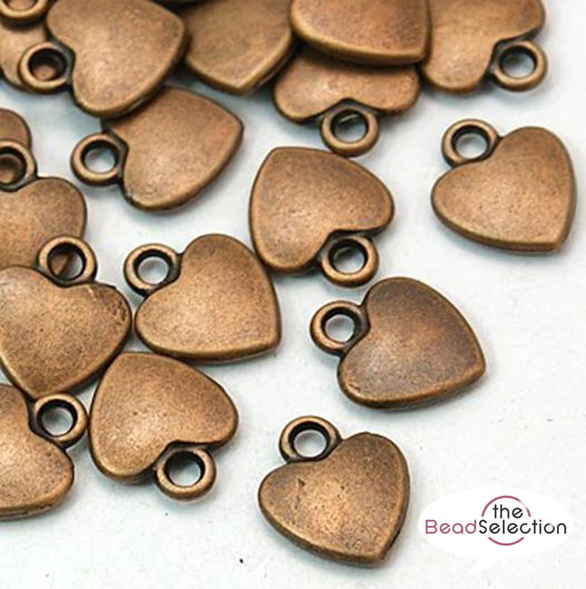 20 COPPER RED SMALL HEART CHARMS PENDANTS 12mm STEAMPUNK C89