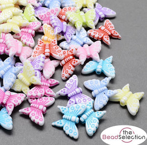 100 ACRYLIC BUTTERFLY BEADS 16mm x 12mm TOP QUALITY ACR116