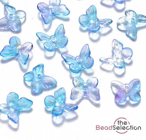 20 BLUE PINK GLITTER BUTTERFLY GLASS CHARMS BEADS 10mm TOP QUALITY GLS64