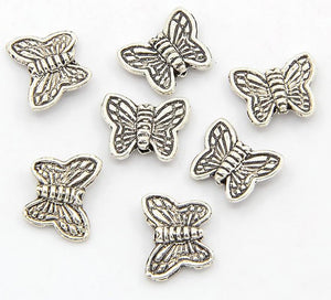 20 TIBETAN SILVER BUTTERFLY SPACER BEADS 10mm Jewellery Making (TS13)