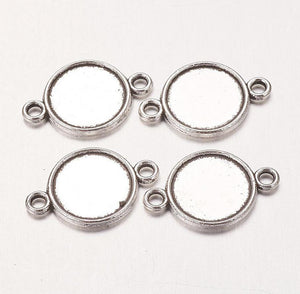 10 BLANK ROUND CABOCHON LINKS CONNECTOR SETTINGS 10mm TRAY TIBETAN SILVER CAB15