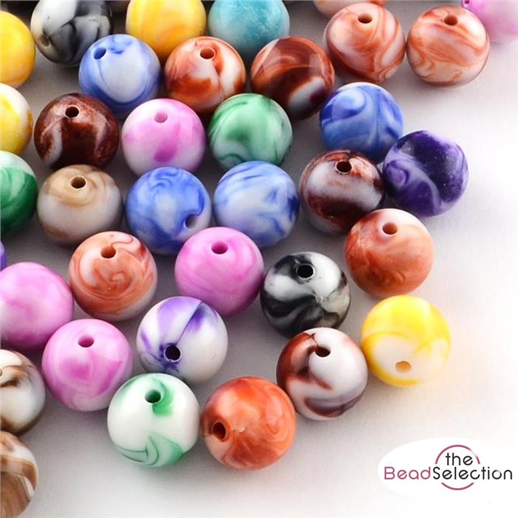100 Acrylic Beads Marbled Candy Swirl Round 8mm Assorted ACR19