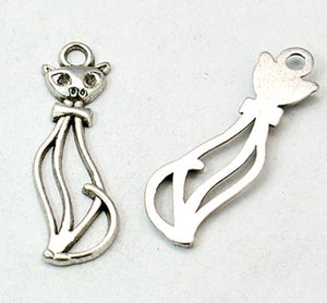 10 TIBETAN SILVER FILIGREE CAT CHARMS PENDANTS 34mm TOP QUALITY C51