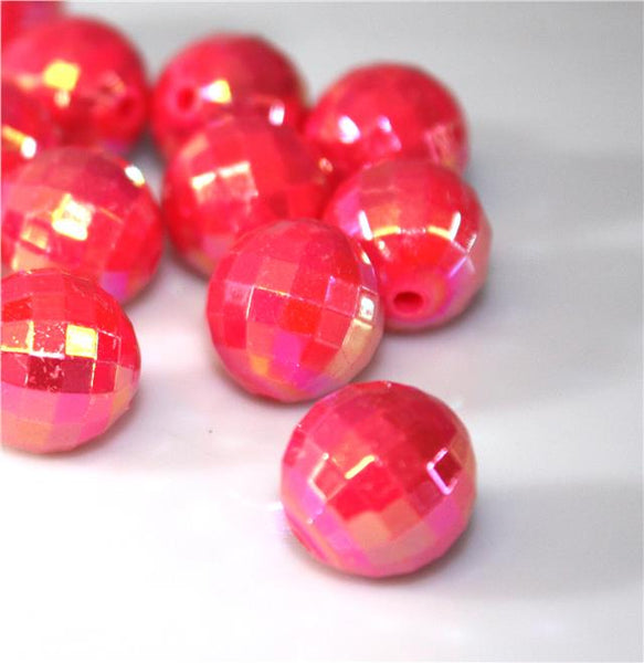 LARGE FACETED ROUND ACRYLIC BEADS 14mm 'AB' LUSTRE' COLOUR CHOICE  10perbag
