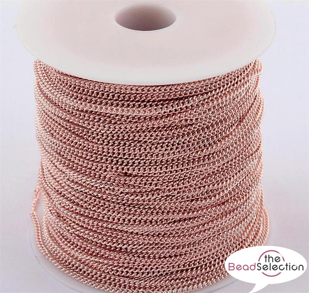 ROSE GOLD PLATED FINE CURB CHAIN 2mm x 1.5mm JEWELLERY MAKING CH2