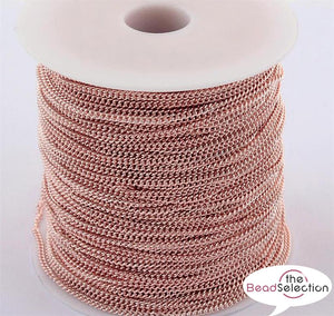 ROSE GOLD PLATED FINE CURB CHAIN 2mm x 1.5mm JEWELLERY MAKING CH2