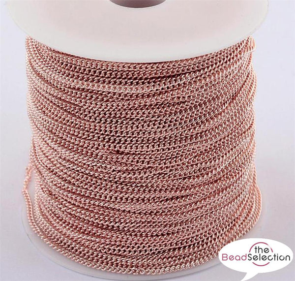 ROSE GOLD PLATED FINE CURB CHAIN 3mm x 2mm JEWELLERY MAKING CH12