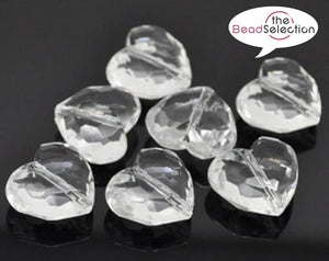 10 LARGE CLEAR ACRYLIC FACETED HEART BEADS 28mm TOP QUALITY ACR14
