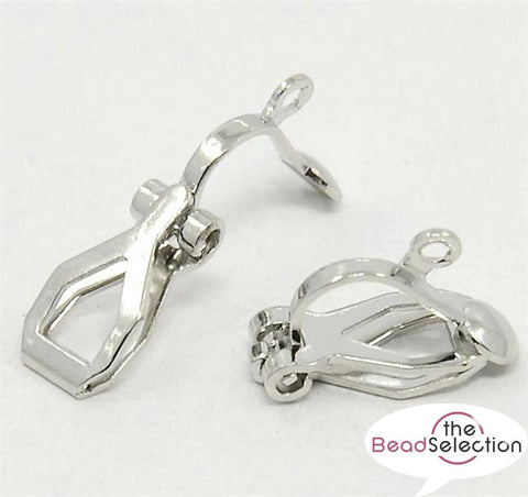 20 CLIP ON JEWELLERY EARRINGS WITH LOOPS 13mm SILVER PLATED AB17